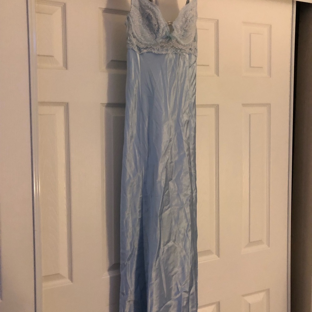 Victoria's Secret Pale Blue Lace-Trim Maxi Slip lingerie